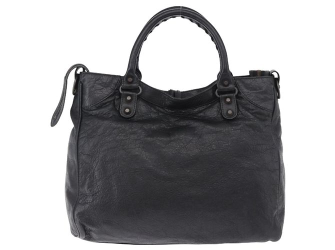 BALENCIAGA Borsa The Vero in pelle nera 235216 Auth am12018SM - vista 2