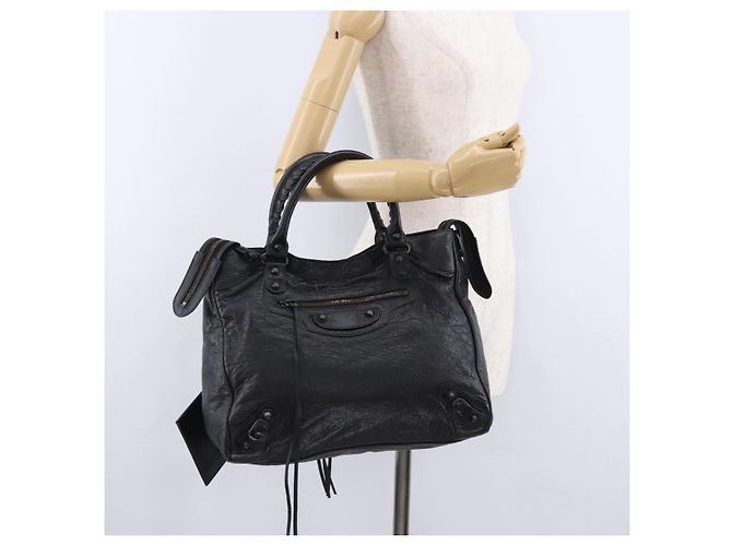BALENCIAGA Borsa The Vero in pelle nera 235216 Auth am12018SM - vista 25