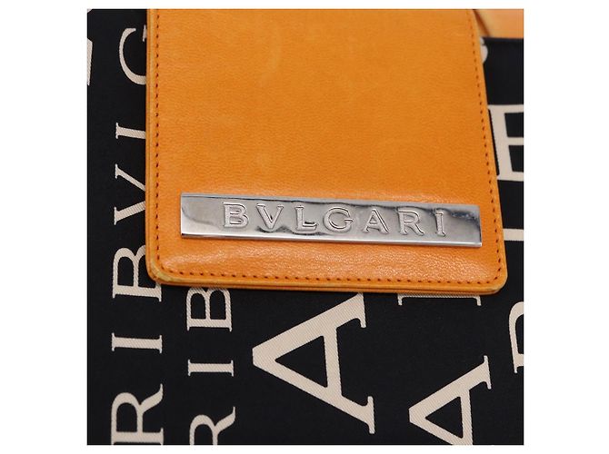 Bulgari Borsa Tote BVLGARI Logo Mania Nylon Nero Arancione Auth BA14208 - vista 17