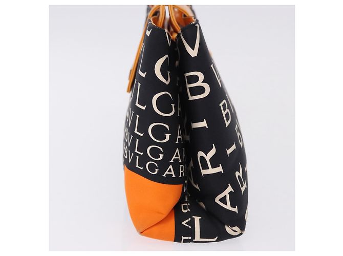 Bulgari Borsa Tote BVLGARI Logo Mania Nylon Nero Arancione Auth BA14208 - vista 3