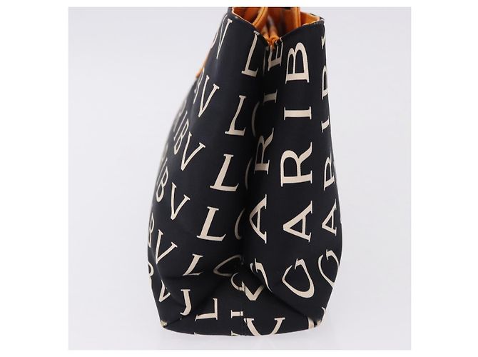 Bulgari Borsa Tote BVLGARI Logo Mania Nylon Nero Arancione Auth BA14208 - vista 4