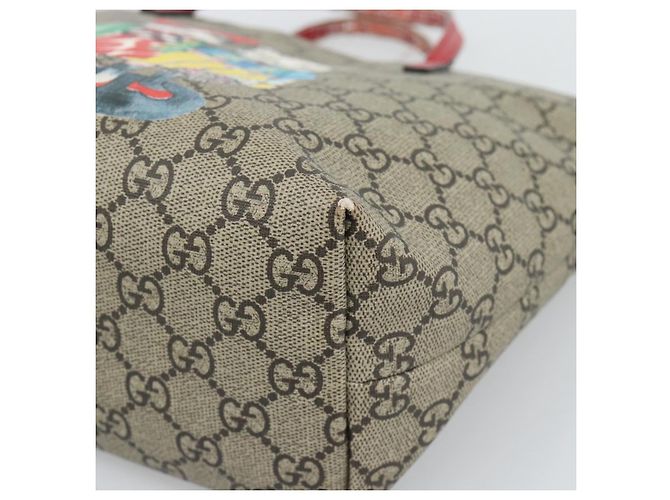 Borsa per bambini GUCCI GG Supreme in PVC Beige Argento 410812 Auth 193974 - vista 10