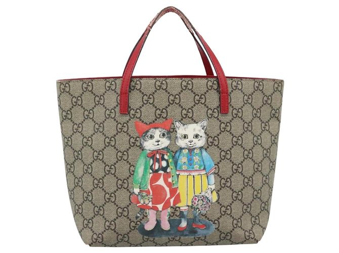 Borsa per bambini GUCCI GG Supreme in PVC Beige Argento 410812 Auth 193974 - vista 13