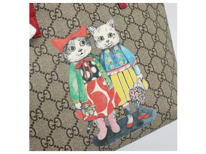 Borsa per bambini GUCCI GG Supreme in PVC Beige Argento 410812 Auth 193974 - vista 17