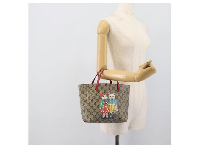 Borsa per bambini GUCCI GG Supreme in PVC Beige Argento 410812 Auth 193974 - vista 22