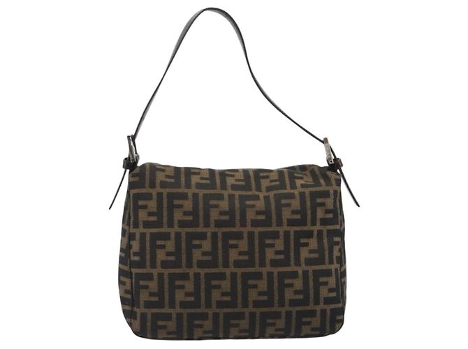 FENDI Zucca Canvas Mamma Baguette Borsa a tracolla Marrone Nero Auth 193052V - vista 2