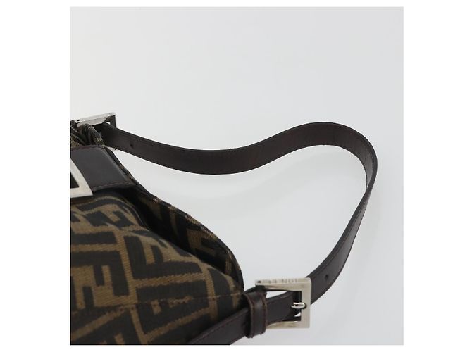 FENDI Zucca Canvas Mamma Baguette Borsa a tracolla Marrone Nero Auth 193052V - vista 8