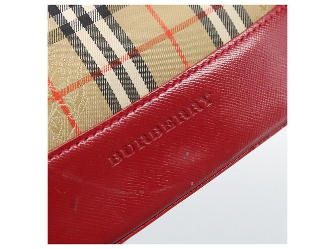 Borsa a mano BURBERRY Nova Check in tela 2way Beige Red Auth ep15355A Rosso - vista 11