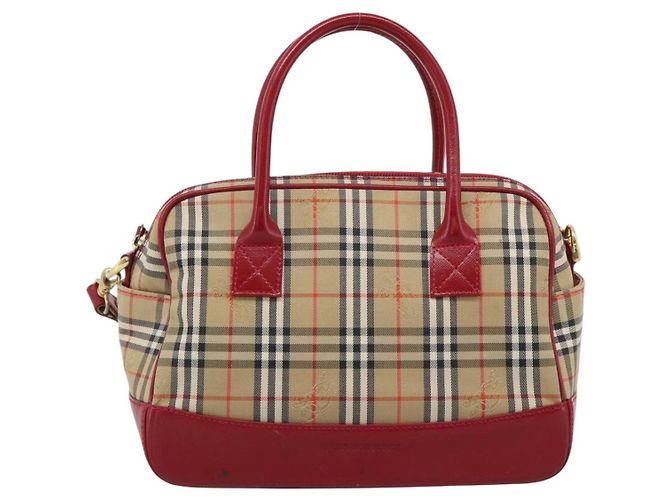 Borsa a mano BURBERRY Nova Check in tela 2way Beige Red Auth ep15355A Rosso - vista 13