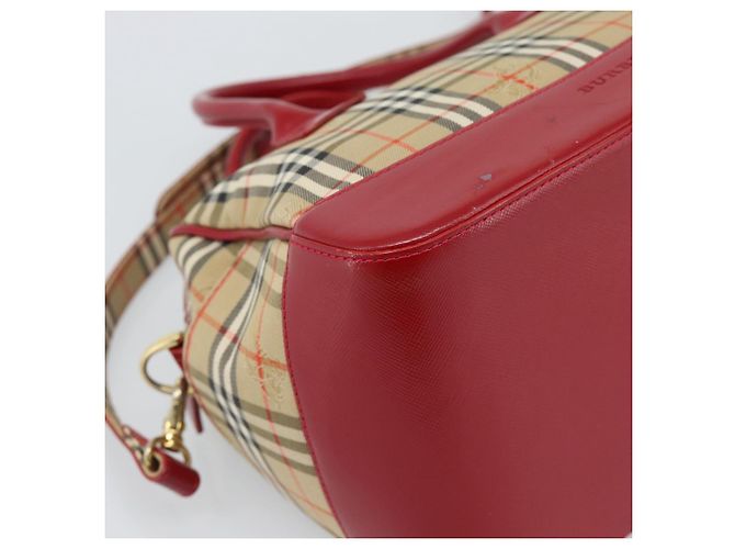 Borsa a mano BURBERRY Nova Check in tela 2way Beige Red Auth ep15355A Rosso - vista 14