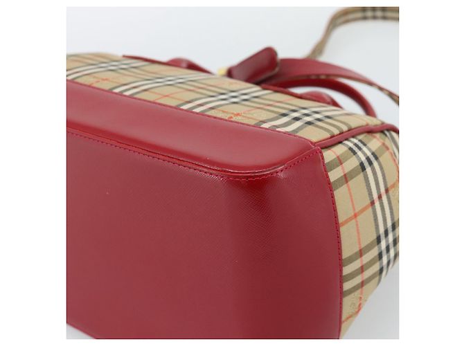 Borsa a mano BURBERRY Nova Check in tela 2way Beige Red Auth ep15355A Rosso - vista 15