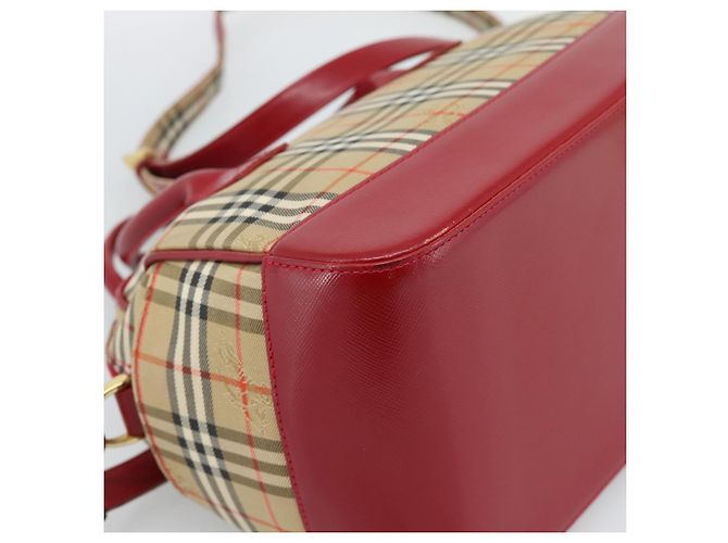 Borsa a mano BURBERRY Nova Check in tela 2way Beige Red Auth ep15355A Rosso - vista 16
