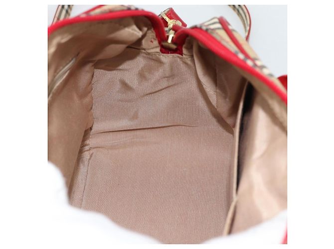 Borsa a mano BURBERRY Nova Check in tela 2way Beige Red Auth ep15355A Rosso - vista 17
