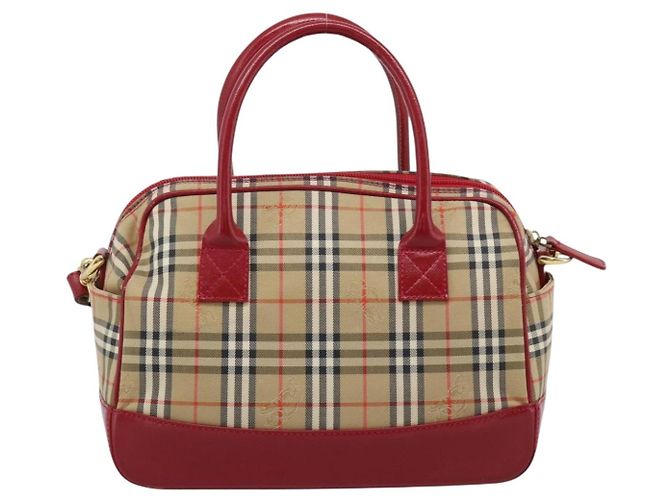 Borsa a mano BURBERRY Nova Check in tela 2way Beige Red Auth ep15355A Rosso - vista 2