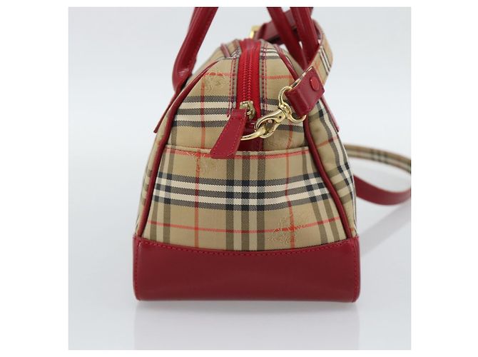 Borsa a mano BURBERRY Nova Check in tela 2way Beige Red Auth ep15355A Rosso - vista 3