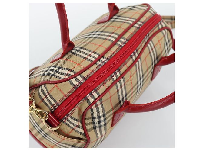 Borsa a mano BURBERRY Nova Check in tela 2way Beige Red Auth ep15355A Rosso - vista 6
