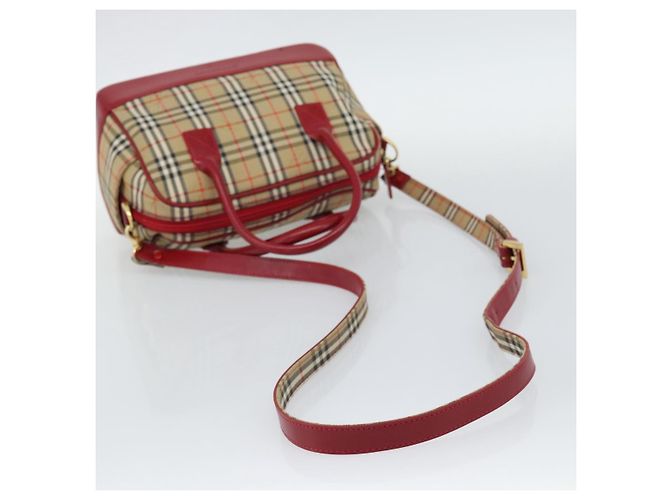 Borsa a mano BURBERRY Nova Check in tela 2way Beige Red Auth ep15355A Rosso - vista 7