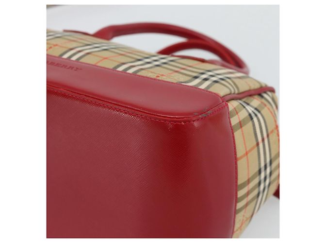 Borsa a mano BURBERRY Nova Check in tela 2way Beige Red Auth ep15355A Rosso - vista 9