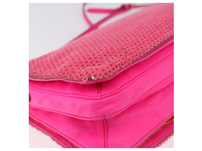 Borsa a Spalla Miu Miu in Pelle e Sequins Oro Rosa Auth am12035V D'oro - vista 17