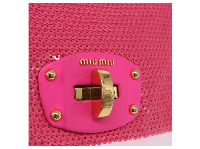 Borsa a Spalla Miu Miu in Pelle e Sequins Oro Rosa Auth am12035V D'oro - vista 19