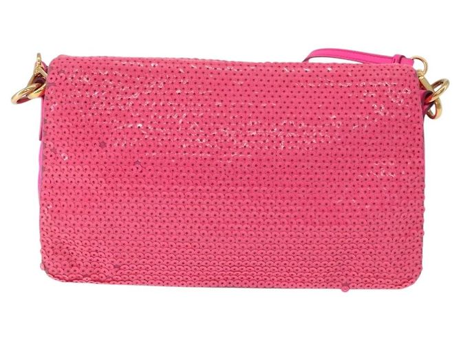 Borsa a Spalla Miu Miu in Pelle e Sequins Oro Rosa Auth am12035V D'oro - vista 2