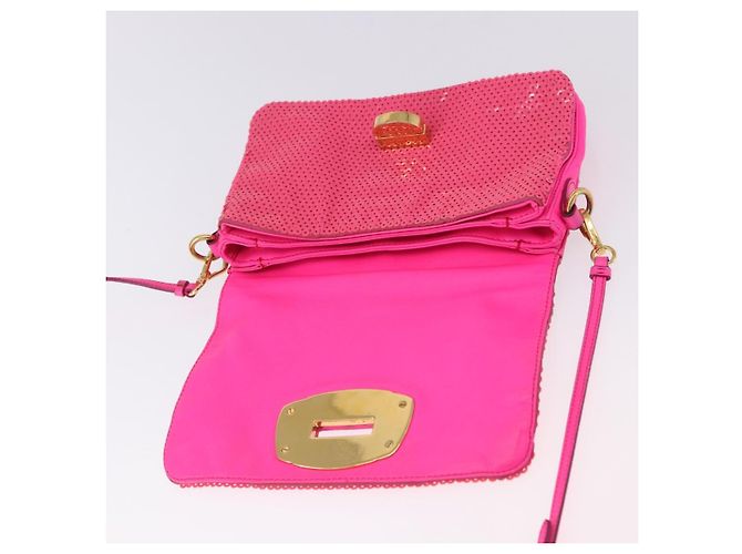 Borsa a Spalla Miu Miu in Pelle e Sequins Oro Rosa Auth am12035V D'oro - vista 20