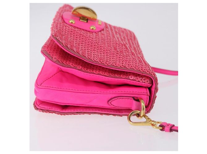 Borsa a Spalla Miu Miu in Pelle e Sequins Oro Rosa Auth am12035V D'oro - vista 4