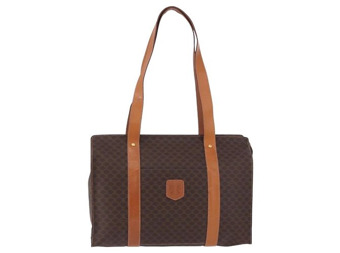 Céline Borsa Tote CELINE Macadam Canvas PVC Marrone Oro Auth am12199A D'oro - vista 13