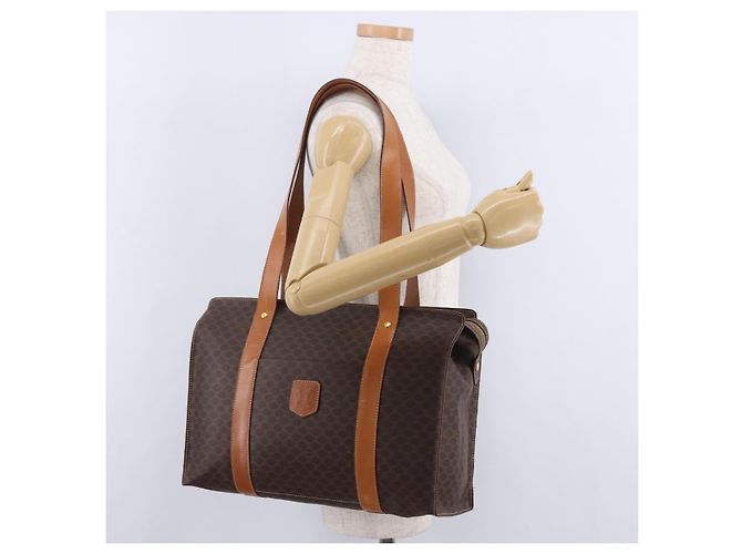 Céline Borsa Tote CELINE Macadam Canvas PVC Marrone Oro Auth am12199A D'oro - vista 25