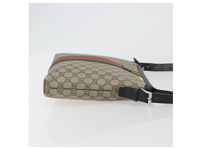 Borsa a tracolla GUCCI GG Supreme Web Sherry Line Beige Argento 337111 Auth 192620 - vista 3