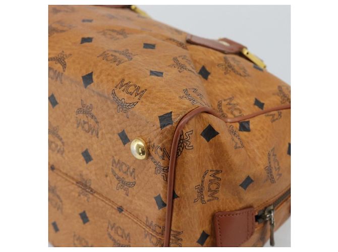 Bolsa Boston MCM Logogram Vicetos em PVC e couro marrom com detalhes dourados Auth 194565 - vista 15