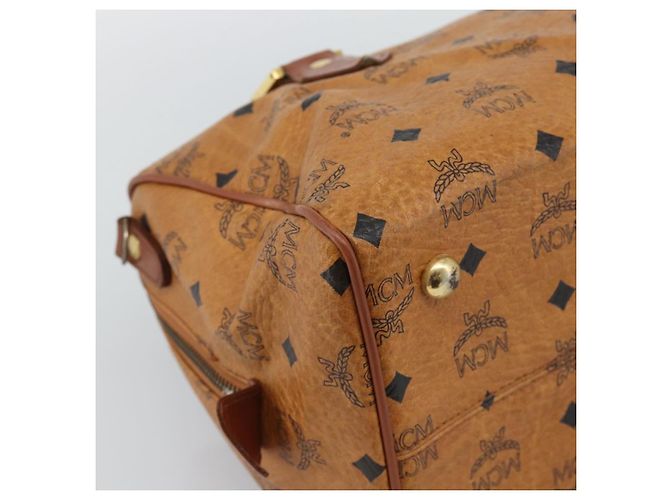Bolsa Boston MCM Logogram Vicetos em PVC e couro marrom com detalhes dourados Auth 194565 - vista 16