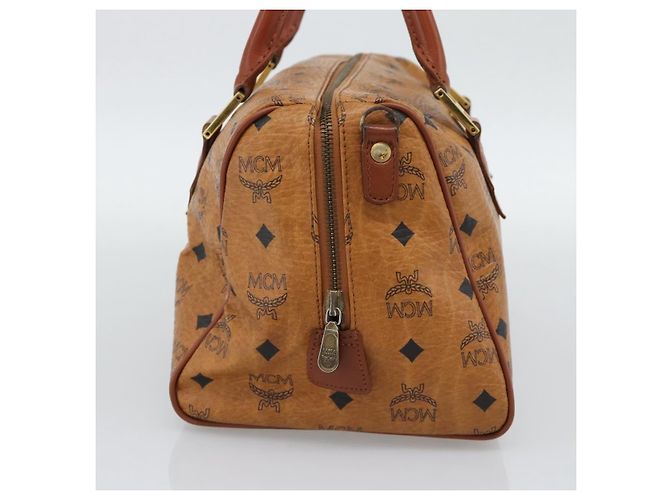 Bolsa Boston MCM Logogram Vicetos em PVC e couro marrom com detalhes dourados Auth 194565 - vista 3