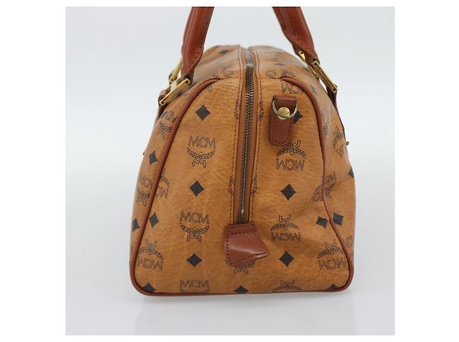 Bolsa Boston MCM Logogram Vicetos em PVC e couro marrom com detalhes dourados Auth 194565 - vista 4