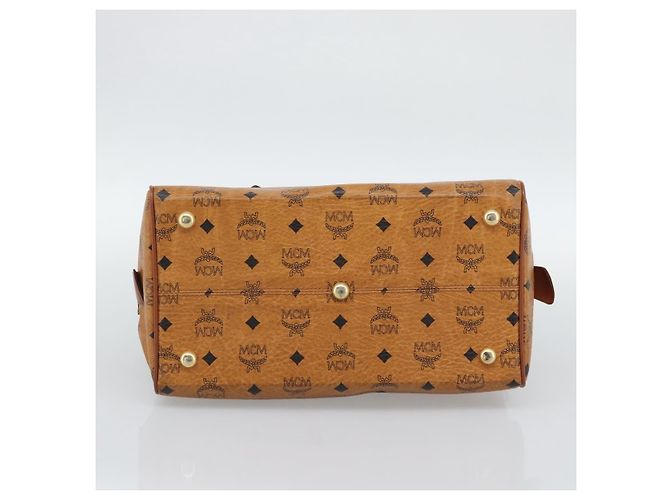 Bolsa Boston MCM Logogram Vicetos em PVC e couro marrom com detalhes dourados Auth 194565 - vista 5