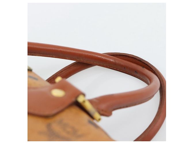 Bolsa Boston MCM Logogram Vicetos em PVC e couro marrom com detalhes dourados Auth 194565 - vista 9