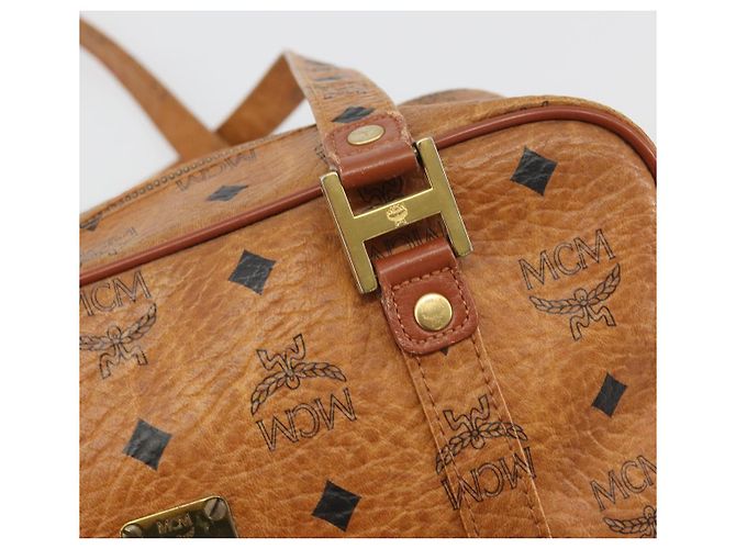 Borsa MCM Vicetos Logogram PVC Pelle Marrone Oro Auth bs36278 D'oro - vista 10