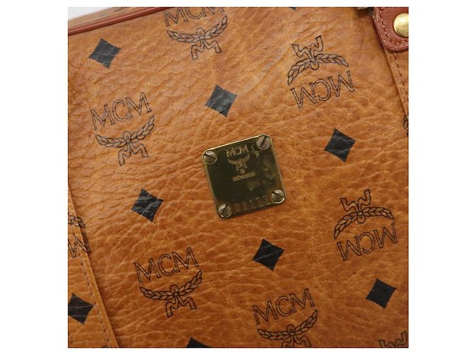 Borsa MCM Vicetos Logogram PVC Pelle Marrone Oro Auth bs36278 D'oro - vista 12