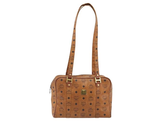 Borsa MCM Vicetos Logogram PVC Pelle Marrone Oro Auth bs36278 D'oro - vista 13