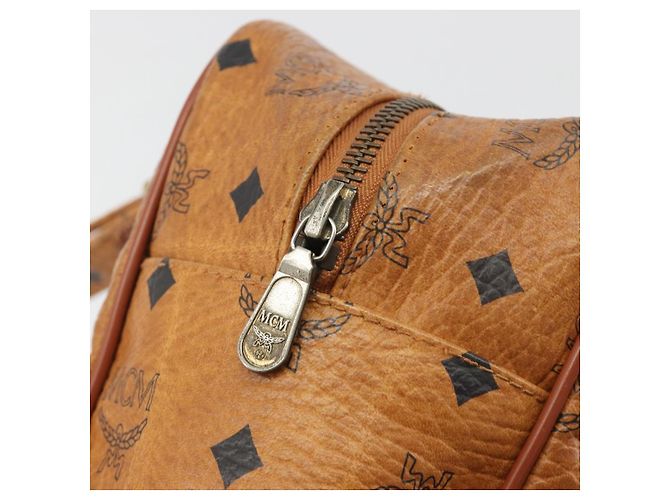 Borsa MCM Vicetos Logogram PVC Pelle Marrone Oro Auth bs36278 D'oro - vista 17