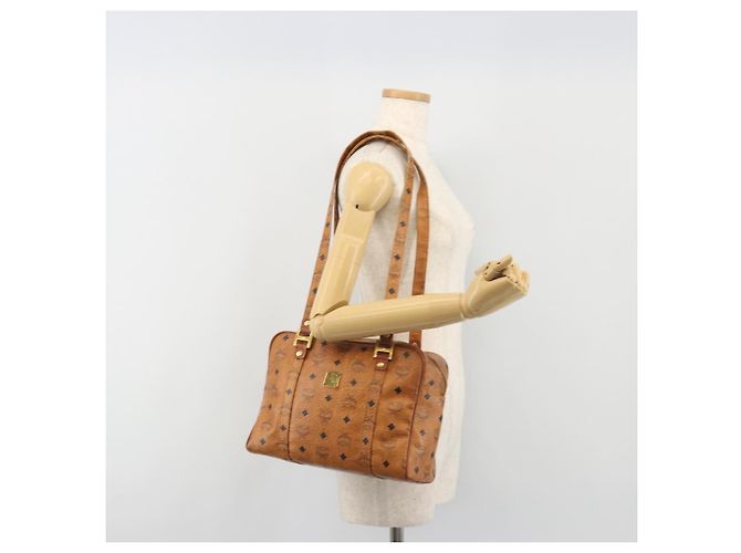 Borsa MCM Vicetos Logogram PVC Pelle Marrone Oro Auth bs36278 D'oro - vista 20
