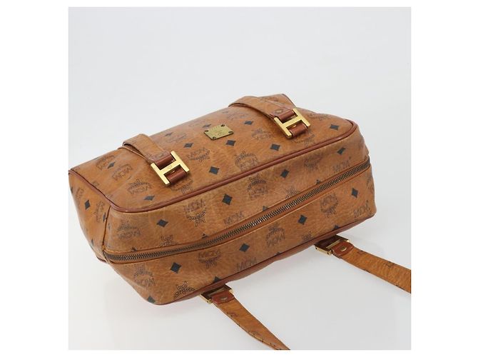 Borsa MCM Vicetos Logogram PVC Pelle Marrone Oro Auth bs36278 D'oro - vista 6