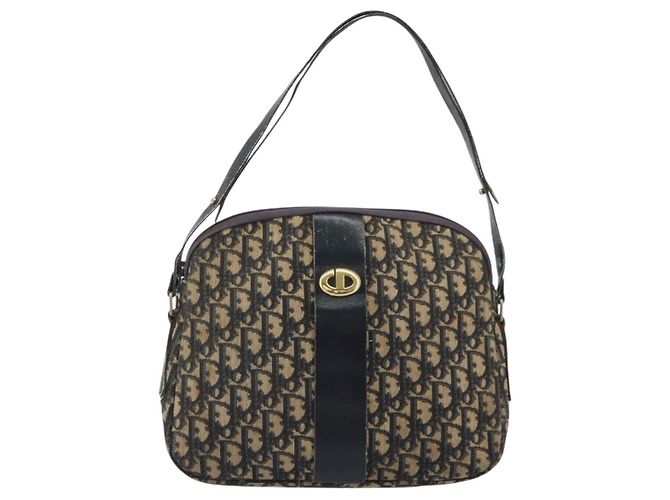 Borsa a tracolla Christian Dior Trotter Canvas Navy Gold Auth 192650 D'oro Blu navy - vista 13