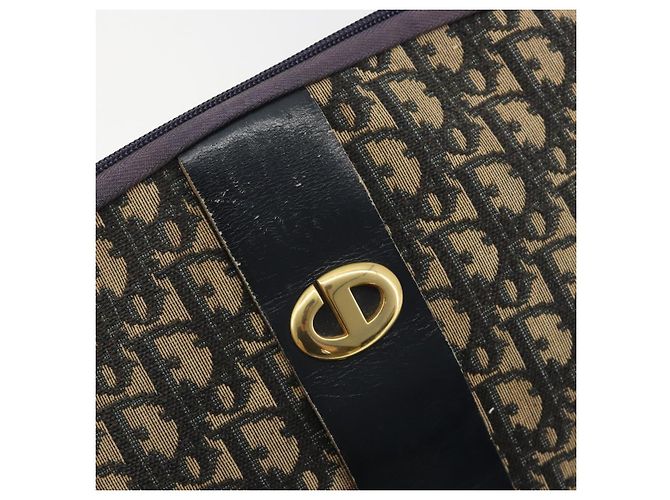 Borsa a tracolla Christian Dior Trotter Canvas Navy Gold Auth 192650 D'oro Blu navy - vista 18