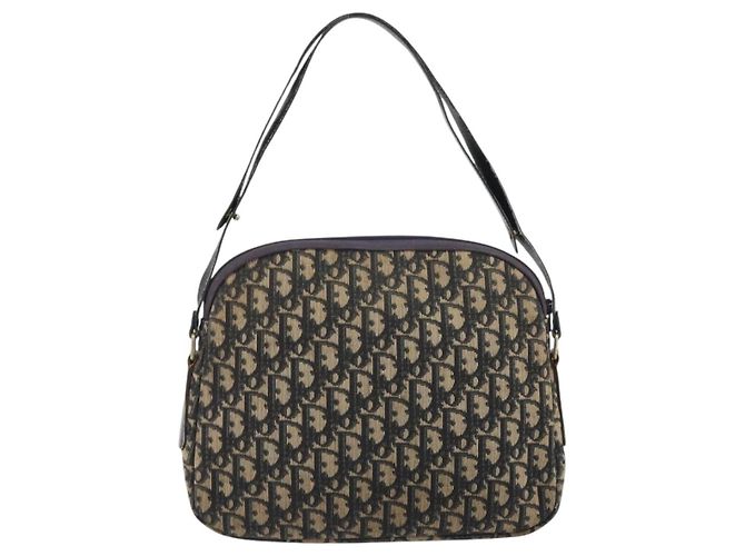 Borsa a tracolla Christian Dior Trotter Canvas Navy Gold Auth 192650 D'oro Blu navy - vista 2