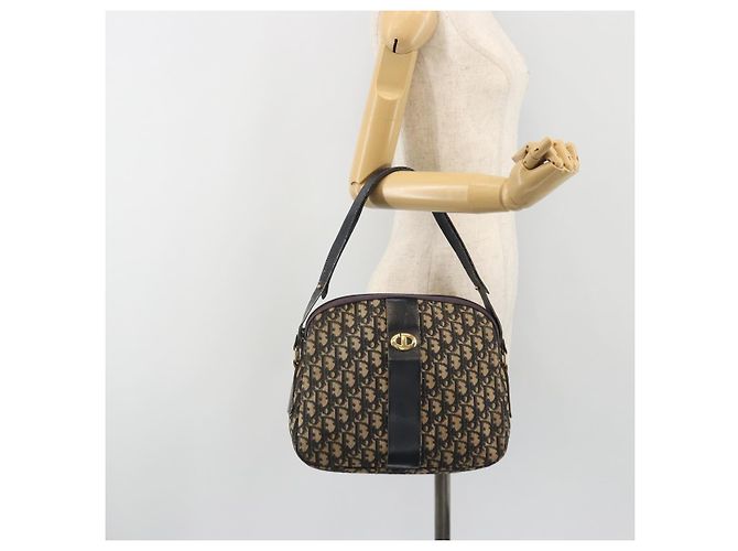 Borsa a tracolla Christian Dior Trotter Canvas Navy Gold Auth 192650 D'oro Blu navy - vista 21