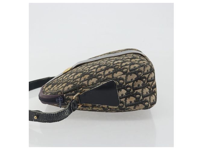 Borsa a tracolla Christian Dior Trotter Canvas Navy Gold Auth 192650 D'oro Blu navy - vista 4