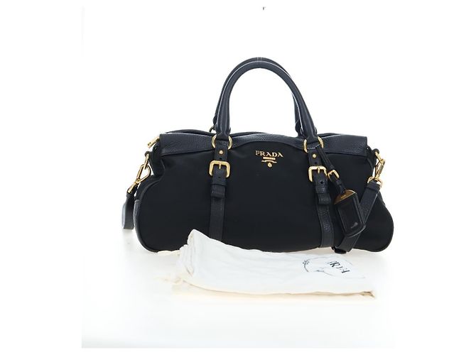 Borsa PRADA in Nylon e Pelle 2way Nera Oro Autentica 191870V Nero D'oro - vista 12
