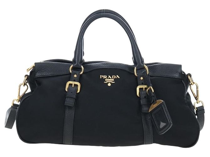 Borsa PRADA in Nylon e Pelle 2way Nera Oro Autentica 191870V Nero D'oro - vista 13