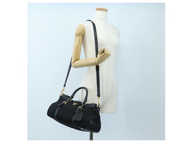 Borsa PRADA in Nylon e Pelle 2way Nera Oro Autentica 191870V Nero D'oro - vista 27